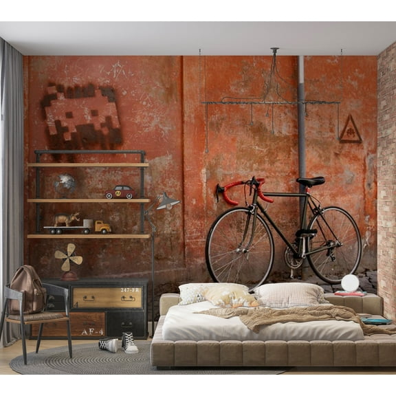 Tiptophomedecor Background & Patterns Wallpaper Wall Mural - Bicycle Against Old Wall