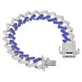 thumbnail image 5 of Charles Raymond New Cuban Zig Zag Bling'ed Out ZZ Links w/ 3 Row Diamonds on Each Side Hip Hop Living Color Bracelet - ZZ001B - Blu/Slv, 5 of 5