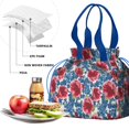 thumbnail image 4 of Pioneer Flower Floral Print Pattern Drawstring Lunch Bag Women - Drawstring Lunch Bag Insulated for Work Office - Stain-Resistant Large Lunchbags for Women with Multi-Pockets, 4 of 6