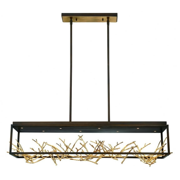 35642-015 Eurofase Lighting Aerie Rectangular Chandelier 8 Light Metal-Bronze Finish