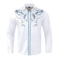 thumbnail image 3 of MNCEKFOD Men Shirts Retro Western Denim Printed Lapel Shirt Casual Loose Long Sleeved Leisure Mens Tops White XXXXXXL, 3 of 4