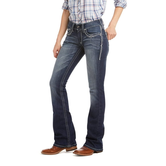 Ariat Women's R.E.A.L. Riding Mid Rise Boot Cut Jean, Marine, 31 Regular