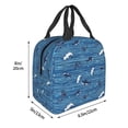 thumbnail image 3 of Pofeuu Sharks on White Blue Striped Print Lunch Bag Lunch Box Insulated Lunch Bag Adult Lunch Box for Men and Women, 3 of 8