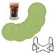 thumbnail image 1 of Juego de 6 Posavasos Redondos con Soporte, Antideslizante, Resistente al Calor, Verde Claro, 1 of 7