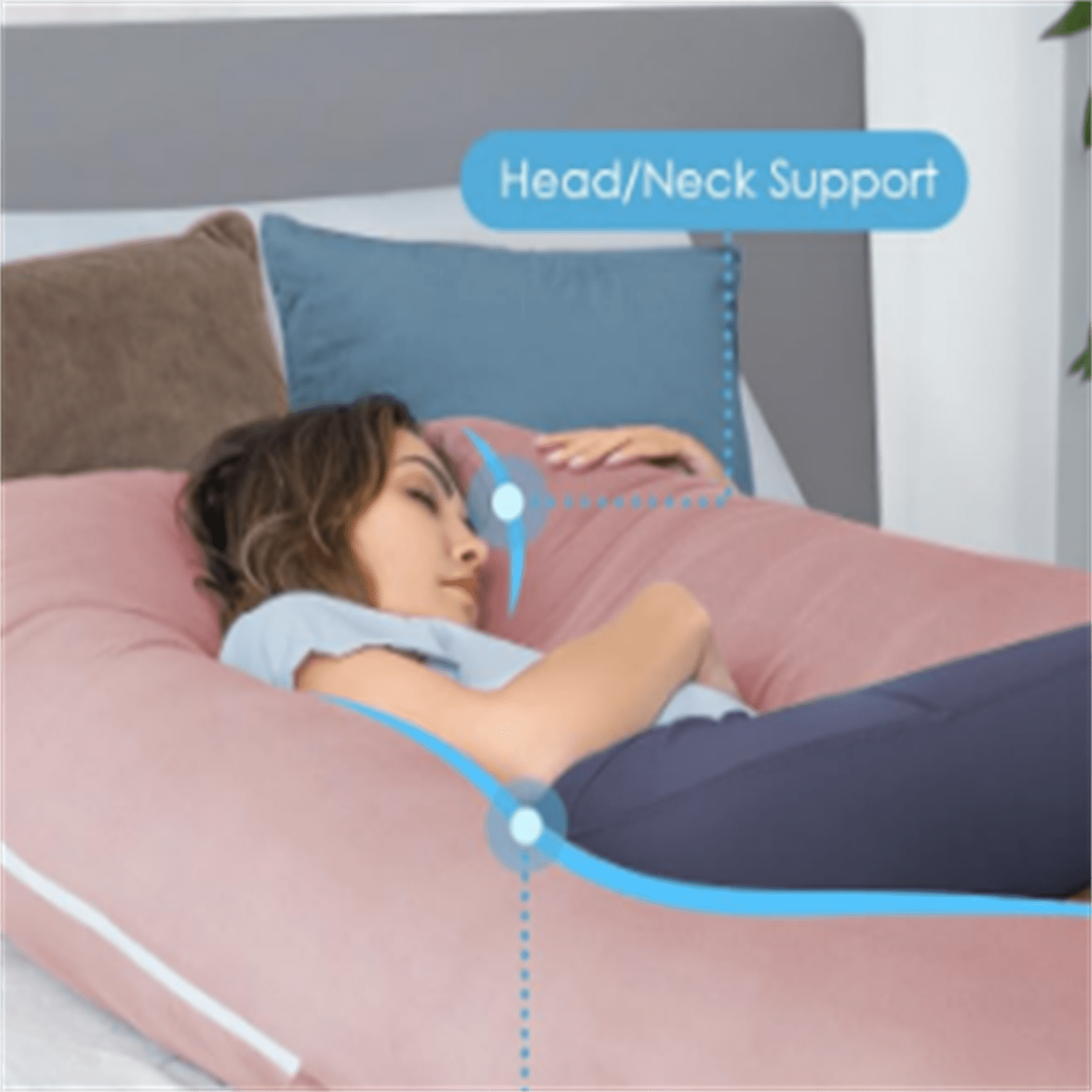Pregnancy Pillows for Sleeping, Cooling U Shaped Body Pillow, Maternity Pillow for Pregnant Women with Silky Soft Cover, Pink
