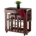 thumbnail image 6 of Kingfisher Lane 3-Piece Transitional Solid Wood Drop Leaf Dining Set in Walnut, 6 of 13