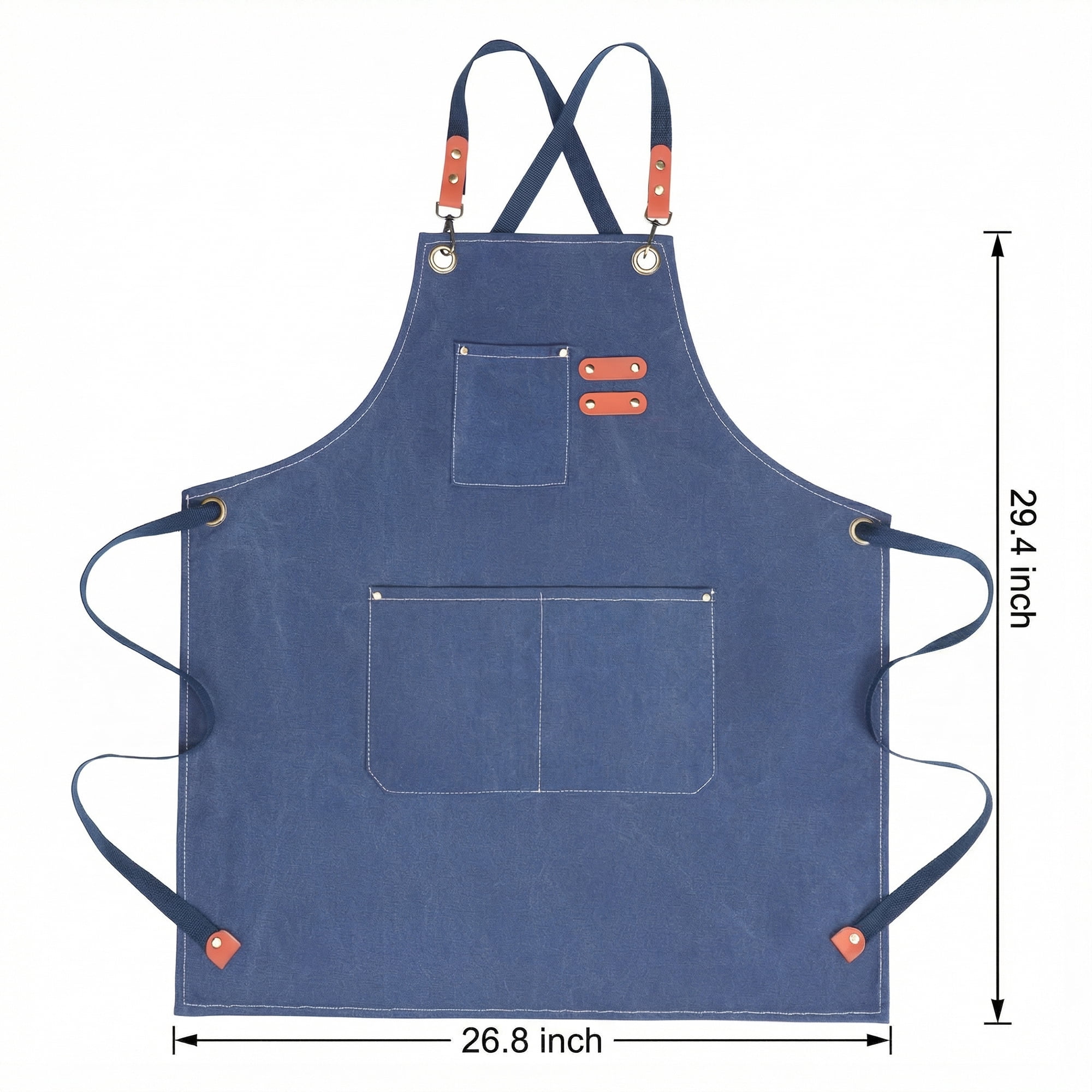 Unique Bargains Adjustable Long Waist Kitchen Apron with Pockets for People Dark Blue
