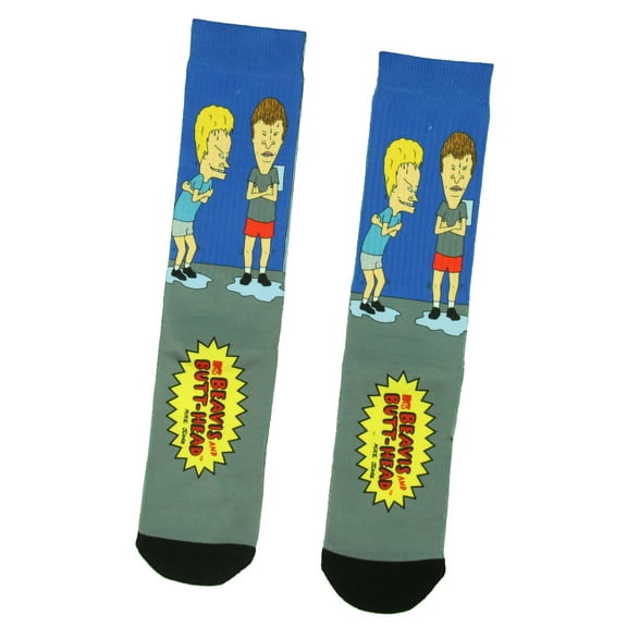 Beavis And Butthead Cartoon Adult Sublimated Crew Socks For Men