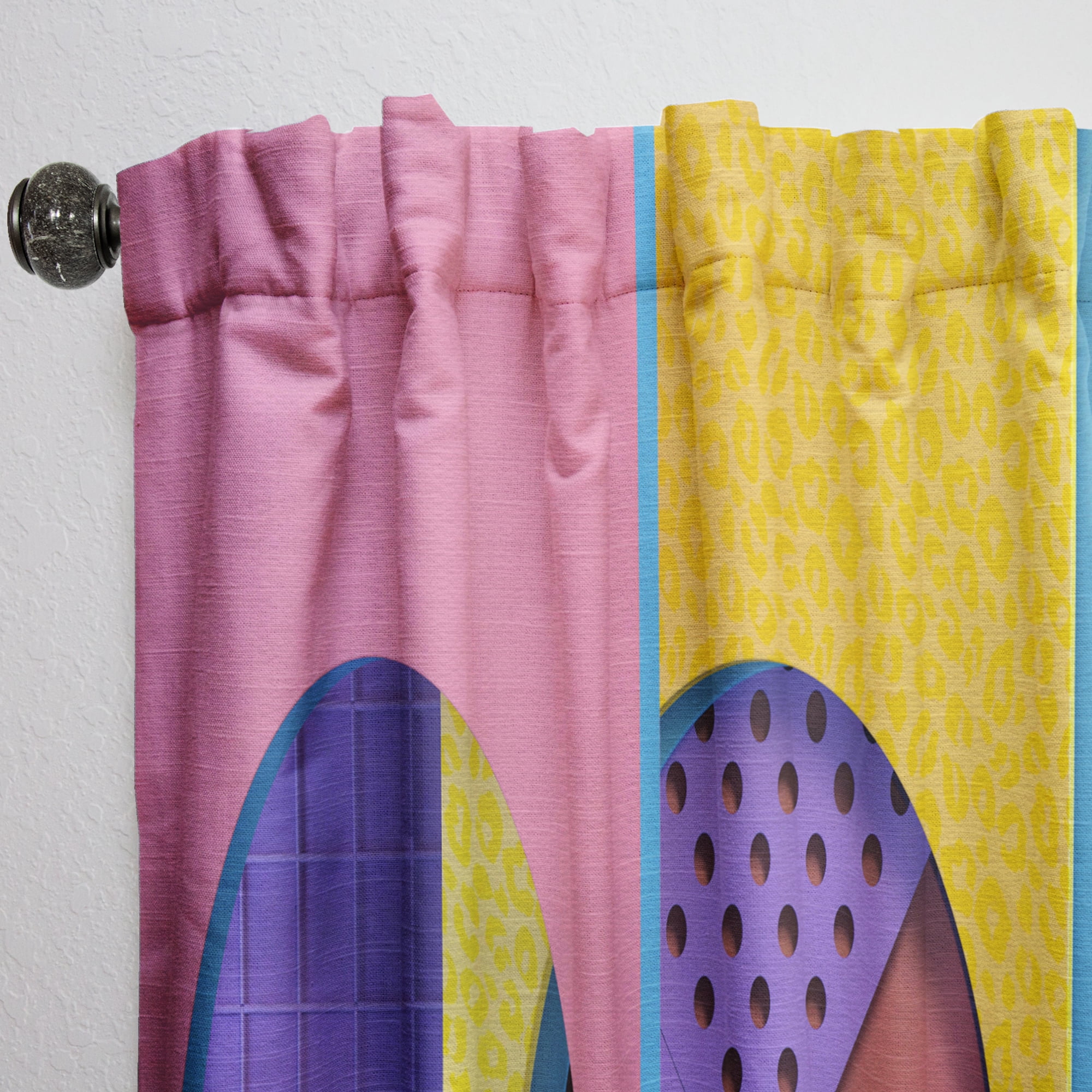 Designart 'Abstract Retro Geometric Architecture Pattern' Mid-Century Modern Curtain Panel