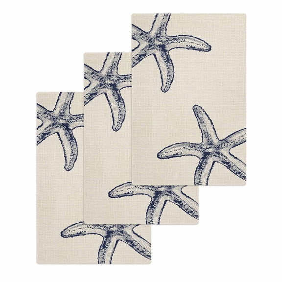 Beige Starfish Coastal Kitchen Dish Towels for Drying Dishes Set of 3, Seaside Nautical Summer Rustic Waffle Weave Microfiber Hand Tea Bathroom Towels Quick Dry & Absorbent Towel 15.7x23.6