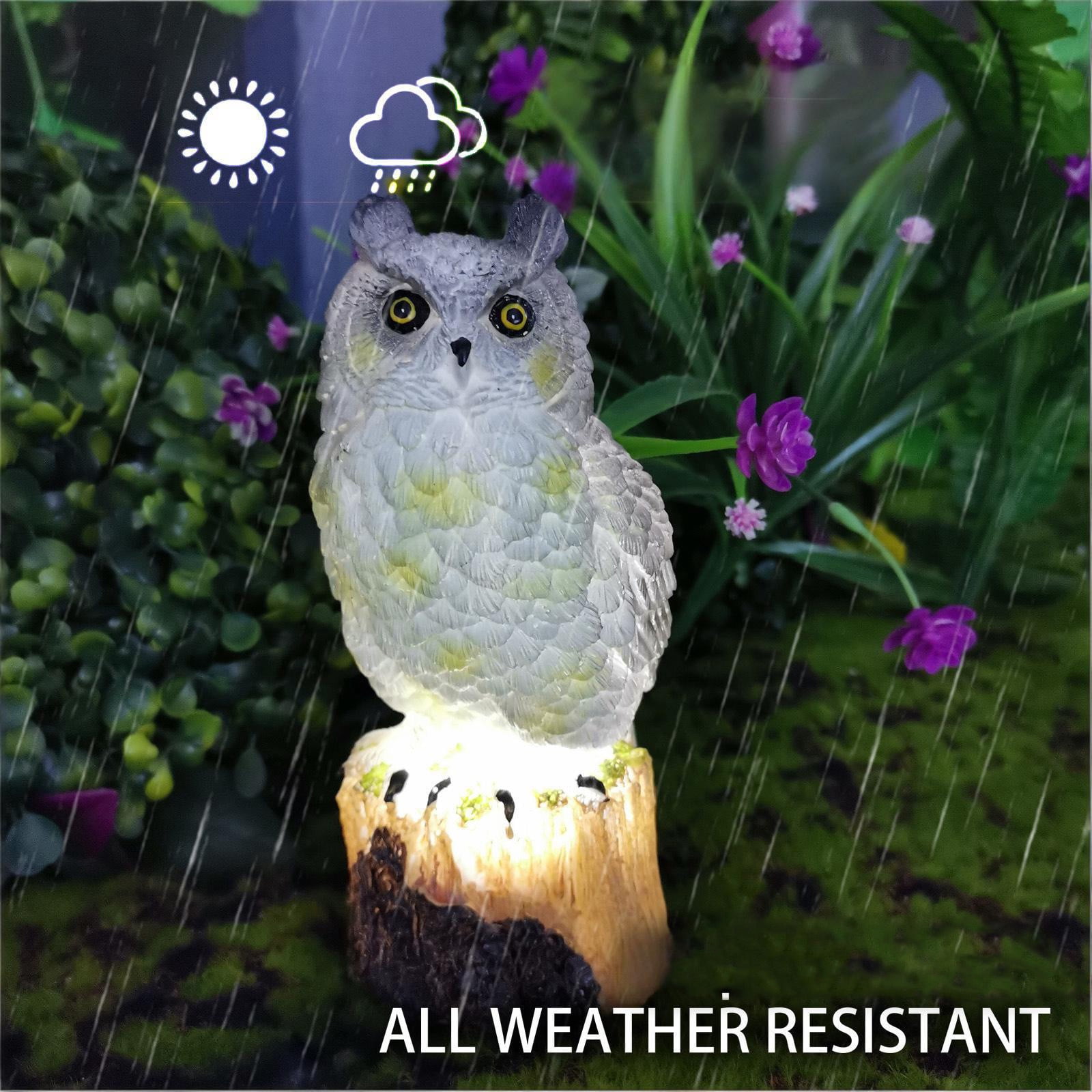 Solar Powered Garden Owl Decor, Waterproof Cute Animal Outdoor Figurine Lights Ornament, Statue Decor, with LED Lights Resin Yard Ornament for Garden Terrace Landscaping