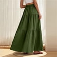 thumbnail image 5 of Lenago Women's Skirts Solid Color Casual Elastic High Waist Ruffled Ankle Length Skirts for Women, 5 of 10