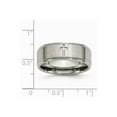 thumbnail image 7 of Grey Titanium Ring Band Wedding Ridged Comfort Edge Cross 8mm Brushed and Polished, 7 of 7
