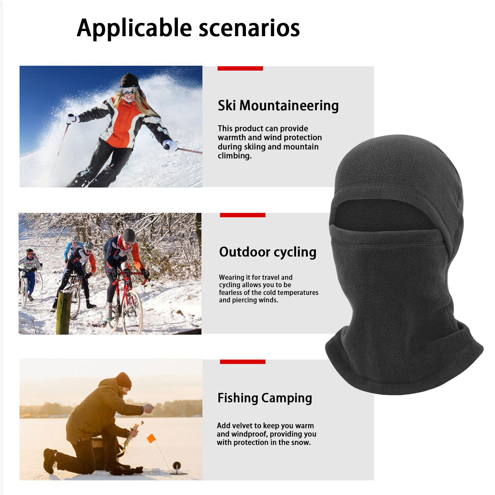 Cagoule Polaire Multi-usages - Pour Ski, Vélo, Moto, Running (homme/femme, Taille Unique)