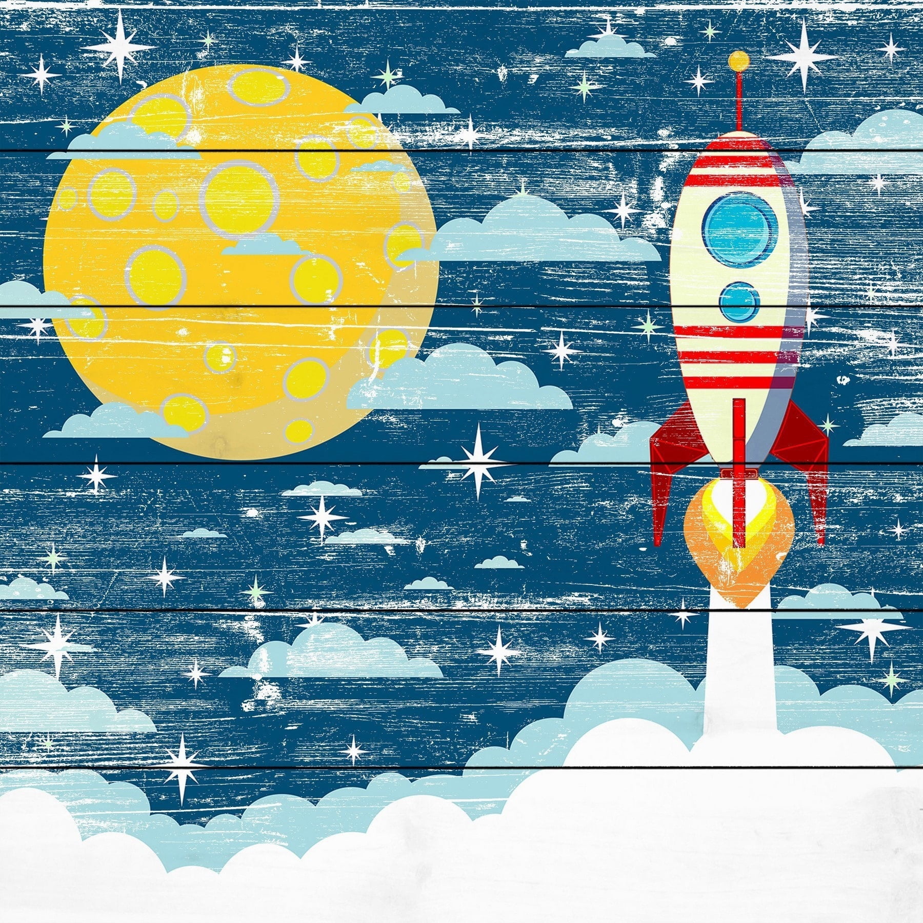 "Blast Away" Painting Print on White Wood