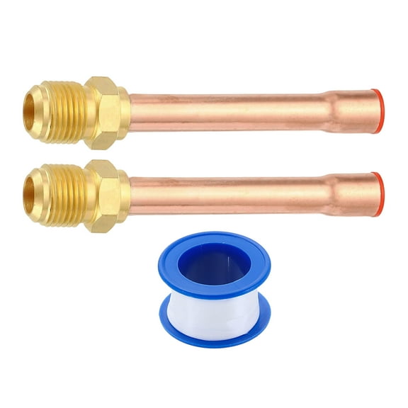 2Pack 3/8 SAE Male Thread x 3/8" OD Flare Connector with Copper Tube