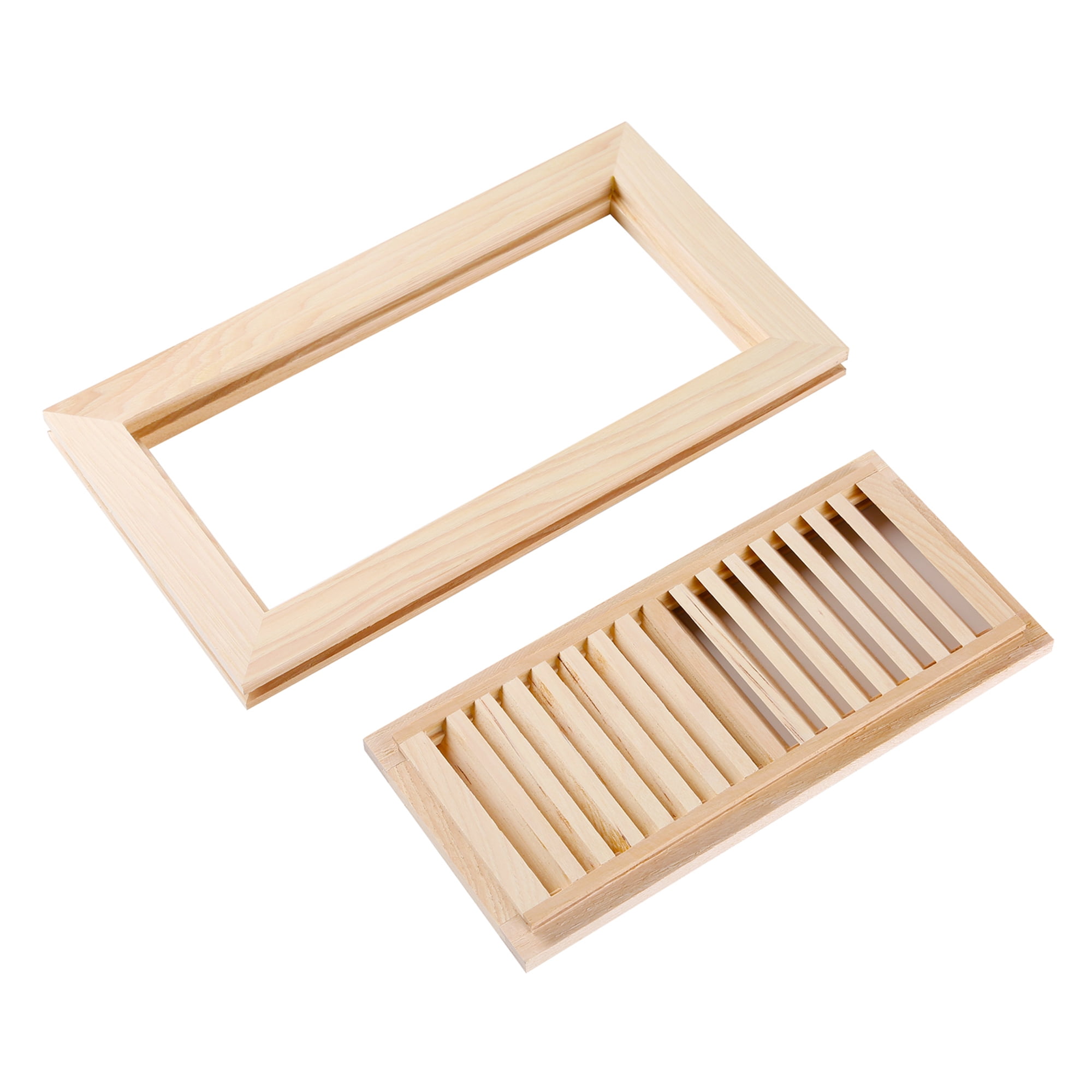 Homewell Hickory Wood Floor Register, Flush Mount with Frame, 4X10 inch, No Damper, Unfinished