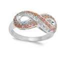 thumbnail image 4 of White Cubic Zirconia Rose Gold-Tone Infinity Ring .925 Sterling Silver Band Jewelry Female Size 8, 4 of 4