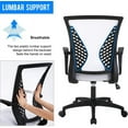 thumbnail image 3 of BestOffice Chaise de Bureau Ergonomique en Maille, Soutien Lombaire Accoudoirs Dossier Mi-Haut à Roulettes Pivotante Réglable, Blanc, 3 of 7