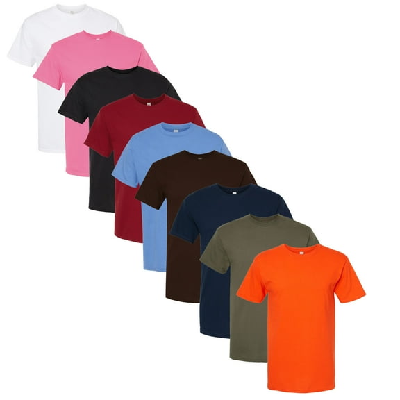 M&O - Men’s T Shirt, Gold Soft Touch Tee | Short Sleeves Tee, 100% cotton 5 oz, Preshrunk jersey Tee, Taped neck |Bulk Colors, Pack – 9 | Size: Large