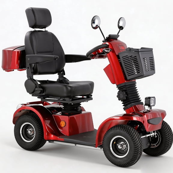 Xlluproid Heavy Duty 4 Wheel Mobility Scooter for Seniors & Adults,500W Motor,10MPH Max Speed,Stepless Speed & Drum Brake,20° Hill Climbing,USB Port,Remote Key,Adjustable Seat,Red