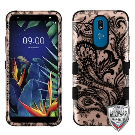 LG K40 Phone Case 3 in 1 Hybrid Impact Armor Hard PC & TPU Silicone Rubber Heavy Duty Rugged Bumper Shockproof Anti Slip Full Body Protective Case PHOENIX DAMASK FLORAL Cover for LG K40 (Best Slip N Slide 2019)