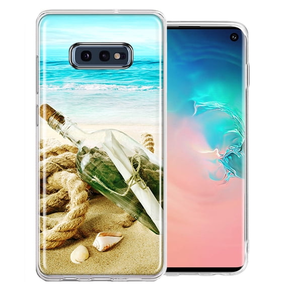 MUNDAZE For Samsung Galaxy S10e Beach Message Bottle Design Double Layer Phone Case Cover