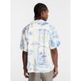 thumbnail image 3 of No Boundaries Boxy Fit Linen Blend Patterned Resort Shirt, Men's XS-4XLT, 3 of 5
