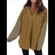 thumbnail image 2 of Sudadera Holgada de Larga para Mujer, Informal, con Botones y Capucha, con Bolsillo. Caqui S, 2 of 7