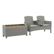 Furniture of America Azur Rattan 2-Piece Loveseat and Storage Bench Set in Gray