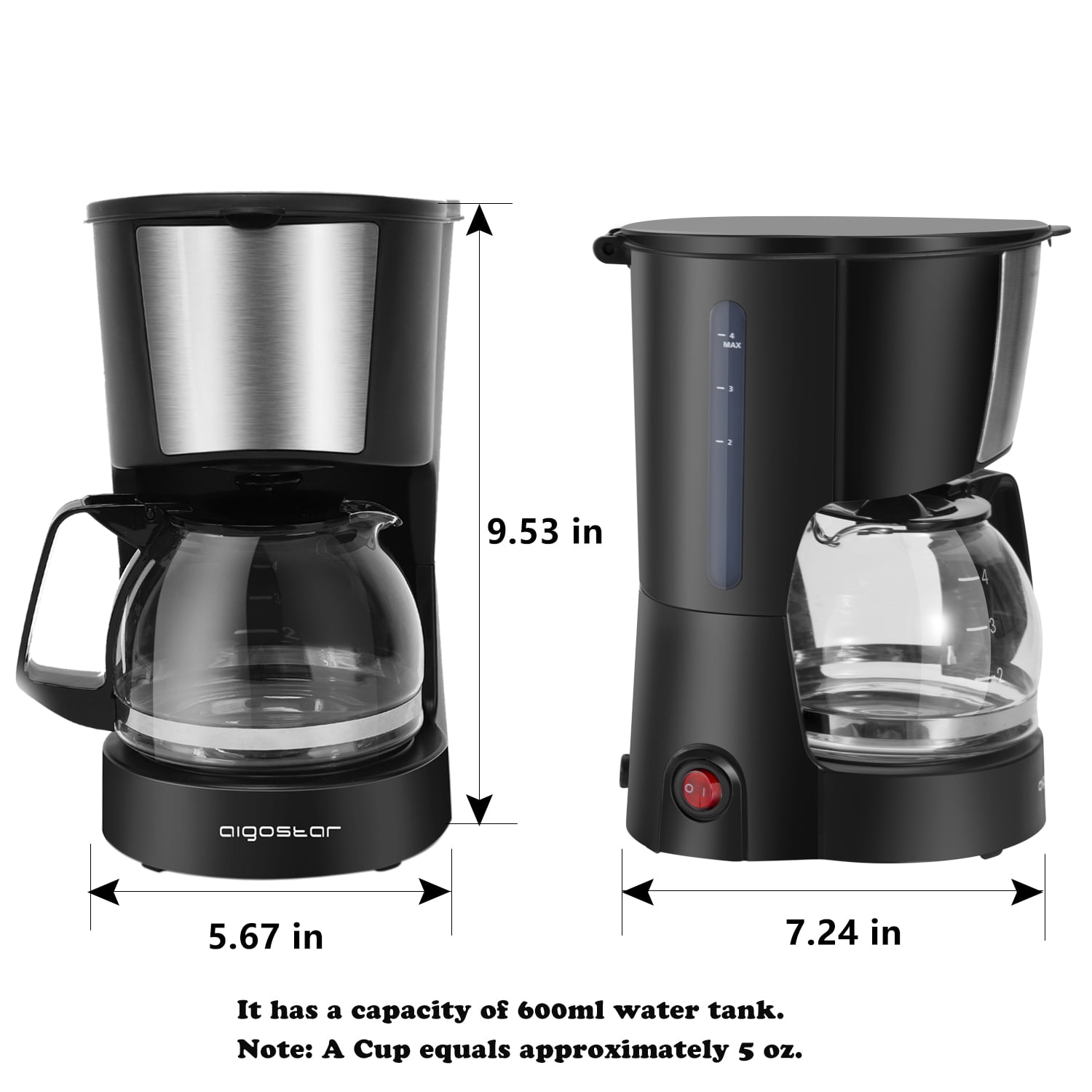 Aigostar Programmable Coffee Maker, 12 Cup Coffee Maker with Glass