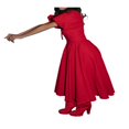 thumbnail image 3 of PENGXIANG Robe pour Femmes Adulte Imprimé Fleuri/couleur Unie Manches Courtes Bouffantes Col Carré Robe Féminine, 3 of 5