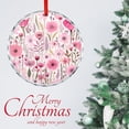 thumbnail image 3 of Christmas Ornament Pretty Pink Wild Flower Round Shaped Glass Ornament Vintage Floral Appreciation Gifts Ornaments for Xmas Tree, 3 of 8