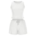 thumbnail image 4 of Bixock Women's Tank Top Shorts Set,Summer Active 2 Piece Outfit,Comfortable Leisure Color Sleeveless Crew Neck Top Outfit Set, 4 of 5