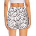 thumbnail image 4 of Uemuo Cute Baseball Pattern Women's Athletic Shorts High Waisted Running Shorts with Liner Pockets Gym Elastic Workout Shorts-Small, 4 of 9