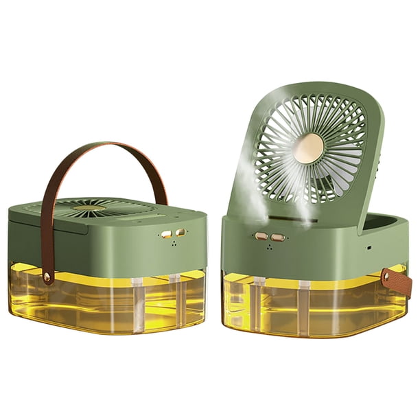Fiudx Ofertas Relámpago Acondicionador Portátil, Ventilador Enfriador De Humidificación Por Nebulización Pulverizable, 3 Velocidades Con Luz Nocturna, Ventilador De Mesa Portátil Silencioso Para El D