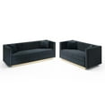thumbnail image 2 of Contemporary Vertical Channel Tufted Velvet Sofa Loveseat Set Modern Upholstered 2pcs set Couch for Living Room Apartment with 4pillows,Black, 2 of 8