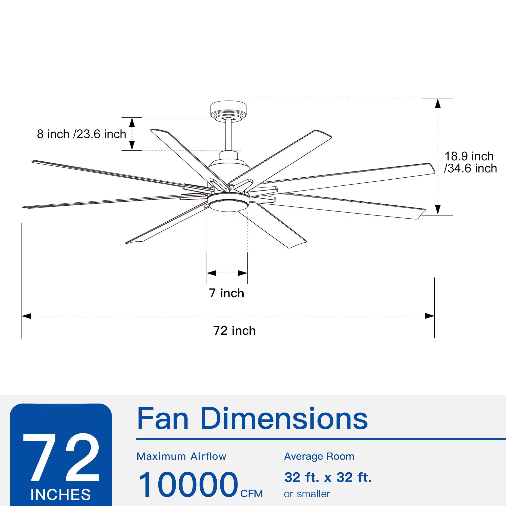 Leumius 72" Ceiling Fan with Lights and Remote, Modern Farmhouse Ceiling Fan with Quiet DC Motor, 6 Speeds, Reversible Blades, Dimmable 3CCT LED Light for Indoor Outdoor Large Room Brushed Nickel