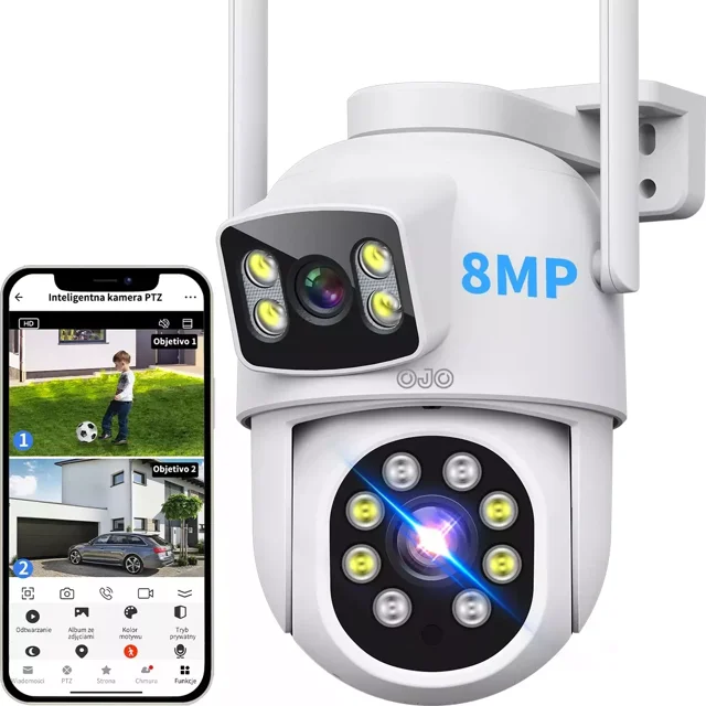 Ojo® 8mp 4k Doble Pantalla Cámara Cámara Vigilancia Lentes Zoom 10x Camaras Wifi Camara De Vigilancia Camara Vigilancia Camara