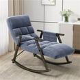 thumbnail image 2 of Rocking Chair Nursery - Modern Velvet Gliding Rocker Chair Lounge Chair with Adjustable High Back and Footrest, Glider Recliner Nursery Chair for Living Room Bedroom Office, Blue, 2 of 6