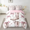 thumbnail image 2 of Cowboy Boots Bedding Set Twin Size 7 Piece Bed in a Bag,Cute Bow Knot Bed Set,Kawaii Flowers Bows Printed Soft Bedding Bed Sets,White Pink Cartoon Shoes Bed Sheets Set, 2 of 4