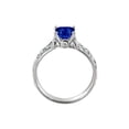 thumbnail image 4 of 1.06 ctw Lab Created Blue Sapphire Ring with Diamonds 14K White Gold Filigree Cathedral Princess, 4 of 4