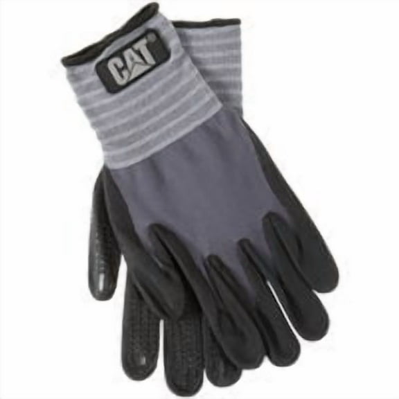 Cat CAT017419L Gloves, L, Knit Wrist Cuff, Nitrile Coating, Nylon, Gray