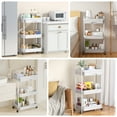 thumbnail image 2 of Cshidworld Rolling Utility Cart with Drawer 3 Tier, Rolling Cart with Lockable Wheels, Storage Shelves Organizer Cart, Multifunctional Storage Cart for Kitchen Bathroom Office Living Room White, 2 of 8