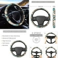 thumbnail image 3 of Renewold Bohemian Flower Butterfly Blue 12 Pieces Car Seat Cover Steering Wheel Cover, Seat Belt Strap Wrap Cover Armrest Pad Handbrake Cover Gear Shift Cover Truck Vans Sedans Cup Holder Coasters, 3 of 7