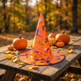 thumbnail image 7 of Halloween Shiny Glitter Satin Pointed Witch Hat with Wide Brim, Wizard Costume Accessory, Eye-catching Headwear for Halloween Party, Holiday Dress Up & Celebrations Orange, 7 of 7