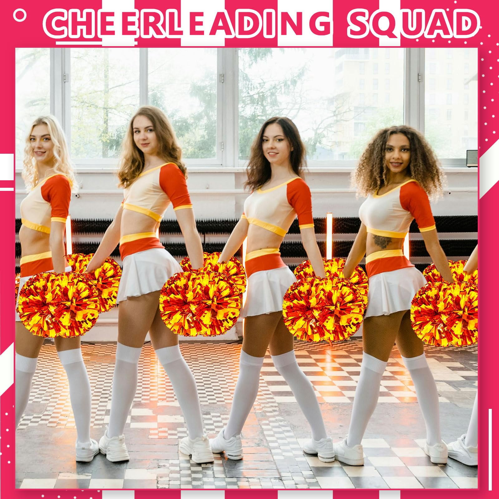 24 Pcs Cheerleading poms,pom poms Cheerleading with Handle Style Cheer Pom Pomsfor Dance, Matches, Team Spirit Sports