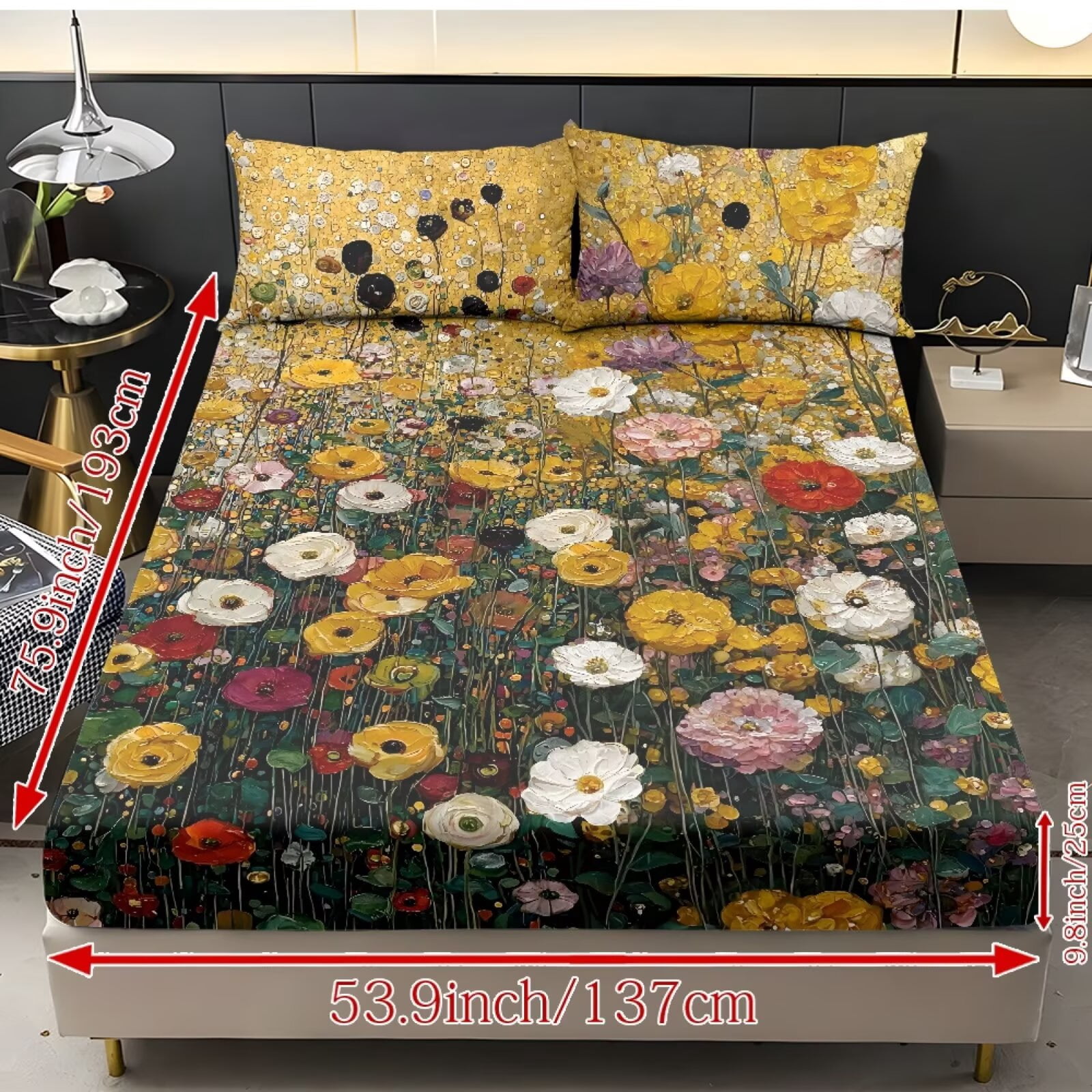ZIATUBLES Blooming Floral Printed Twin Sheet Set, Soft Cozy Bed Sheet with Pillowcase, Chic Bedding Decor Set, Easy Care for All Seasons, Ideal for Comfy Sleep