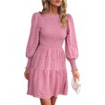 thumbnail image 1 of Vestido De Manga Farol Vestido fluido para mujer, jersey, vestido corto Vintage, cintura alta, ropa de trabajo diaria para mujer Ygjytge Rosa S para Mujer, 1 of 7