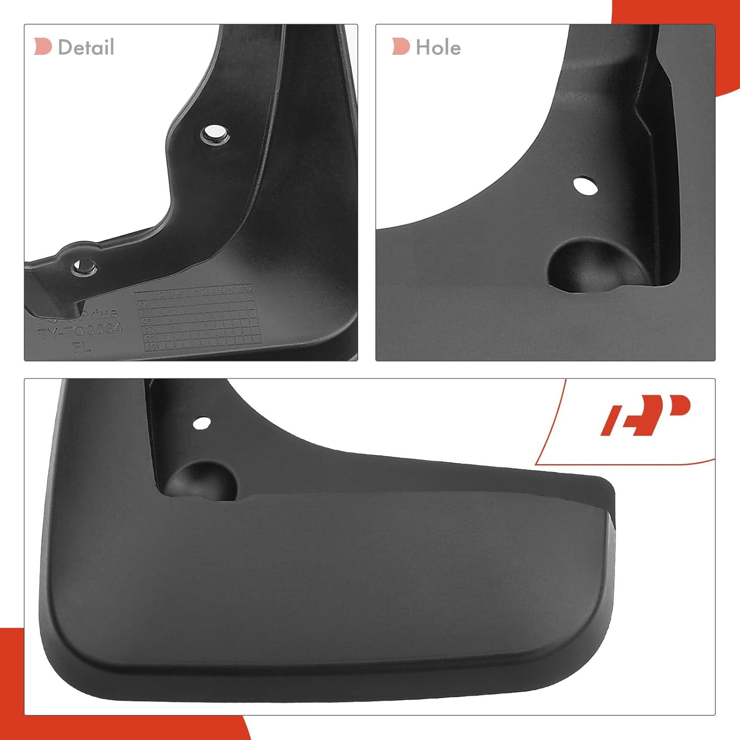 A-Premium Set of 4PCS Mud Flaps Splash Guards Mudguards Mudflaps with Hardware Accessories Compatible with Toyota Prius, 2004-2009, Hatchback, 1.5L, Black, Front and Rear (Driver & Passenger Sides)
